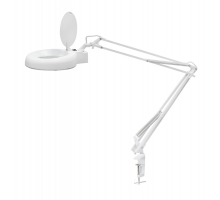 LED stolní lupa s osvětlením, 5D, 2,25X, se svorkou, bílá